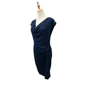Elie Tahari Mini Navy Dress With Gathered Side Size M